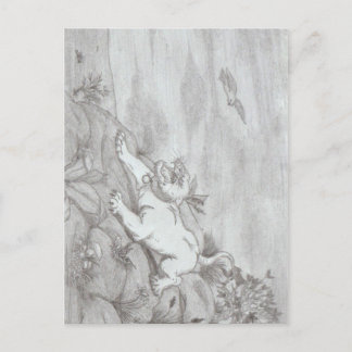 Bleistiftkunst Weiße Lioness Fantasie fliegender A Postkarte