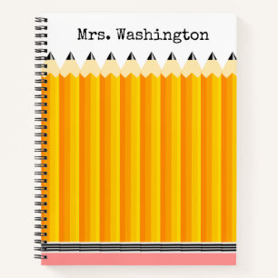BleistiftNotebook des Lehrers mit Namen Notizbuch