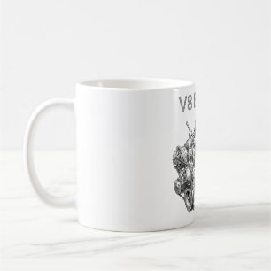 Bleistiftskizze einer V8-Maschine Kaffeetasse