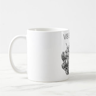 Bleistiftskizze einer V8-Maschine Kaffeetasse
