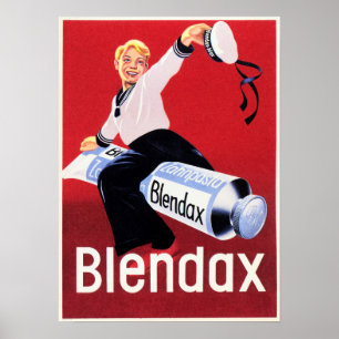 BLENDAX Toothpaste Lächeln Sailor Junge Alte Deuts Poster