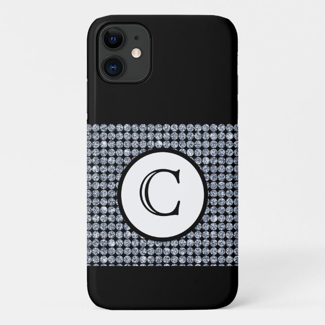 Blende Diamond Black Monogram Case-Mate iPhone Hülle (Rückseite)