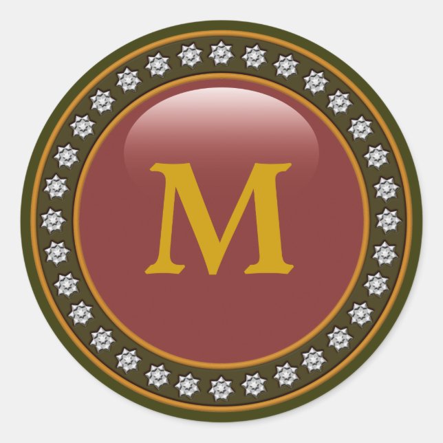 Blende Monogramm Runder Aufkleber (Vorderseite)