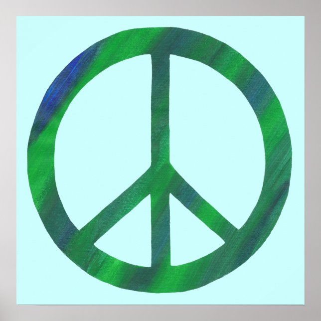 Blended Blue and Green Peace Sign Plakate (Vorne)