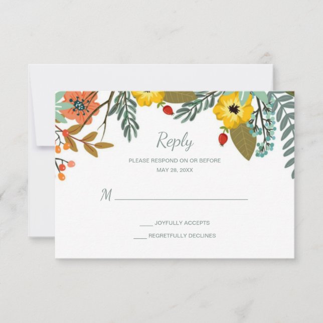 Blended Families Garden Floral Wedding RSVP Karte (Vorderseite)