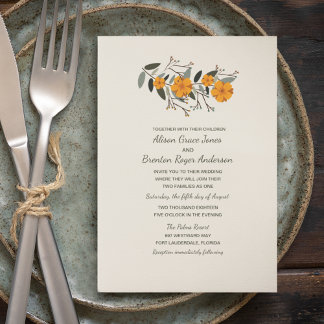 Blended Family Beige Blues Hochzeitseinladung Einladung