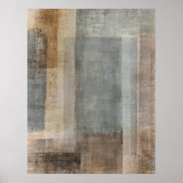 'Blended' Graues und Beige Abstrakt Art Poster