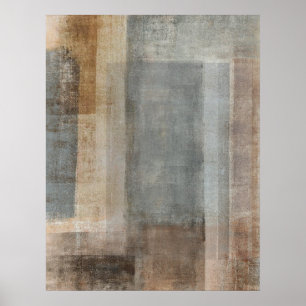 'Blended' Graues und Beige Abstrakt Art Poster