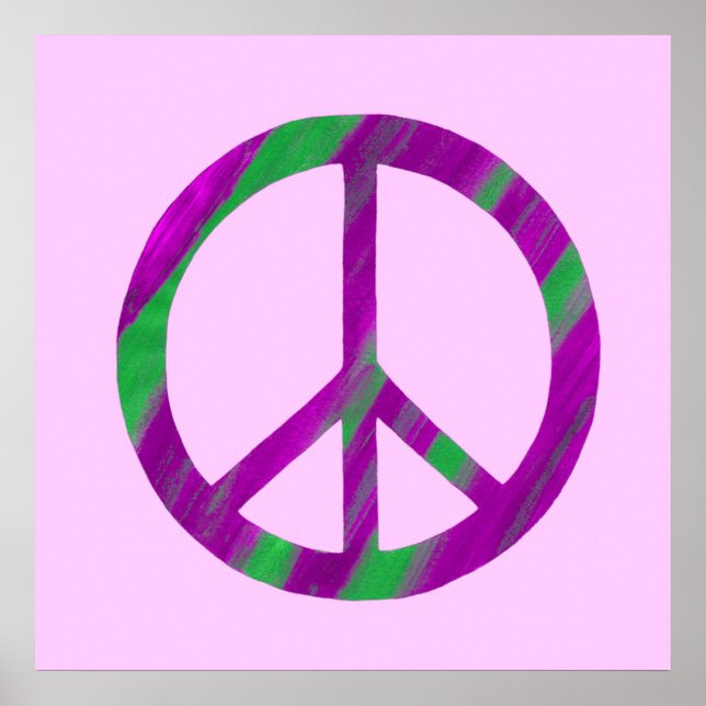 Blended Lila and Green Peace Sign Plakate (Vorne)
