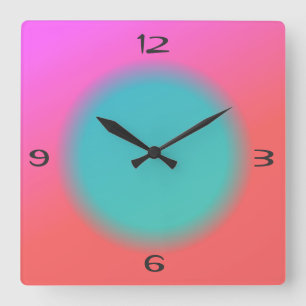 Blended Pink Orange, Green Center>Kitchenuhr Quadratische Wanduhr