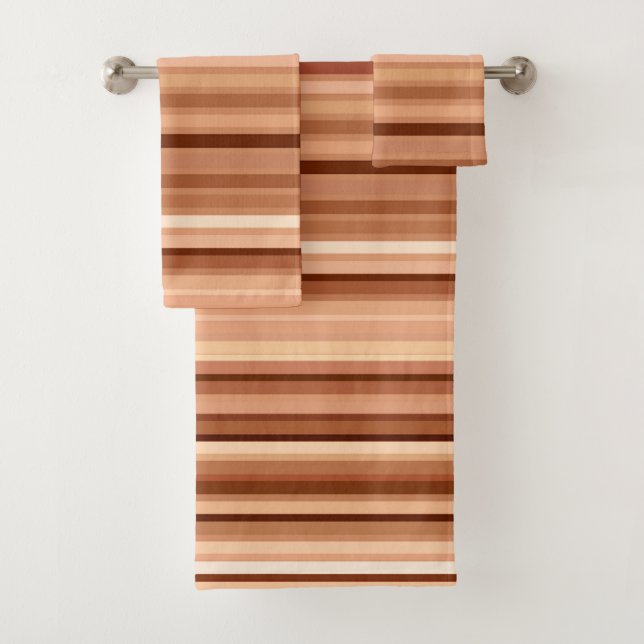 Blended Stripes, Brown, Tan und Creme Badhandtuch Set (Insitu)