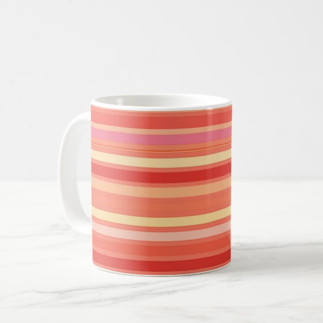 Blended Stripes, Farbtöne von Korallenorange Kaffeetasse (Vorderseite Links)