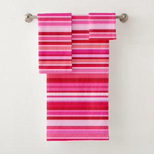 Blended Stripes, Fuchsia, Maroon und Pink Badhandtuch Set
