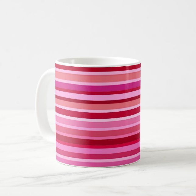 Blended Stripes, Fuchsia, Maroon und Pink Kaffeetasse (Vorderseite Links)
