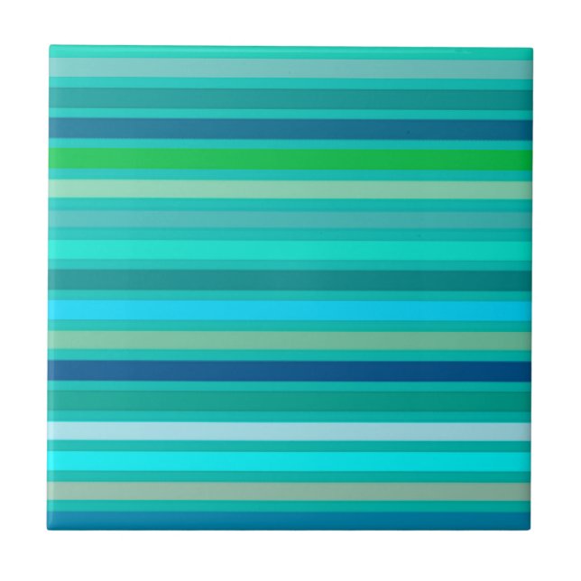 Blended Stripes, Fuchsia, Ocean Blue und Türkis Fliese (Vorderseite)