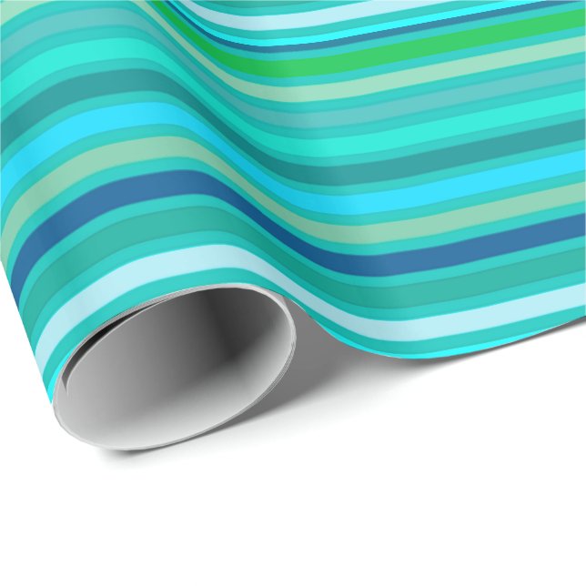 Blended Stripes, Ocean Blue und Türkis Geschenkpapier (Rolleneckpunkt)