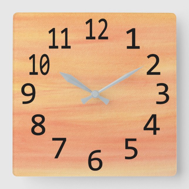 Blended Yellow Orange Sunset Wisset Wall Clock Quadratische Wanduhr (Vorderseite)