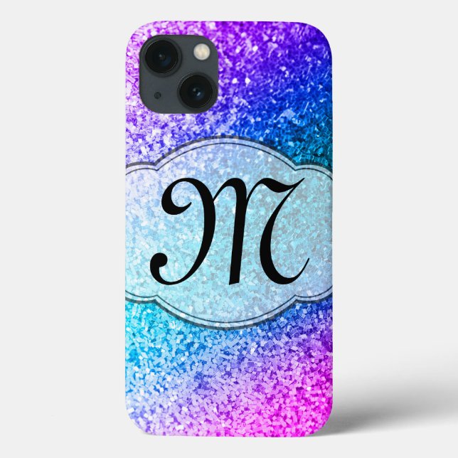 Blenden Glitzer Girly Pink Lila Monogram IPAD Case (Rückseite)