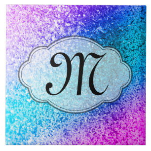 Blenden Glitzer Girly Pink Monogram Display Tile Fliese