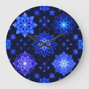Blendenblauer Lila Blumenwall-Uhr Große Wanduhr