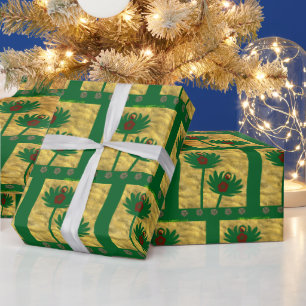 Blendende Blumenmuster grün Geschenkpapier