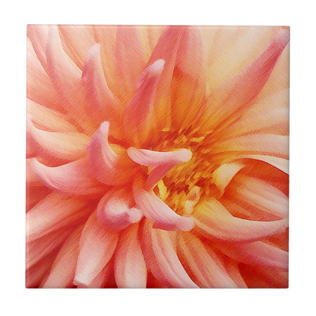 Blendende Dahlia-Blume Fliese (Vorderseite)