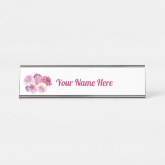Blendende Dahlias Personalisiert  Schreibtischnamensplakette