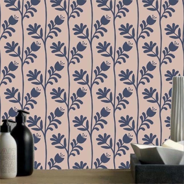 Blendender Minimalismus XL2 dunkelblaue Blume Tapete (Von Creator hochgeladen)