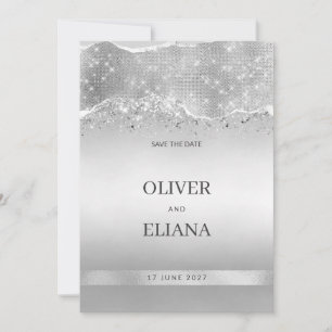 Blendender silberner Glitter Save-the-Date-Karten Einladung