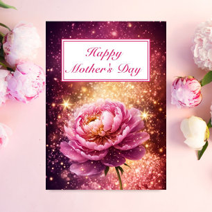 Blendendes Rosa Rosa Funken Glückliche Muttertag Karte