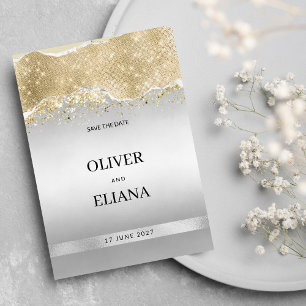 Blendendes Silber-Gold-Funkeln-Glitzer Save the Da Einladung