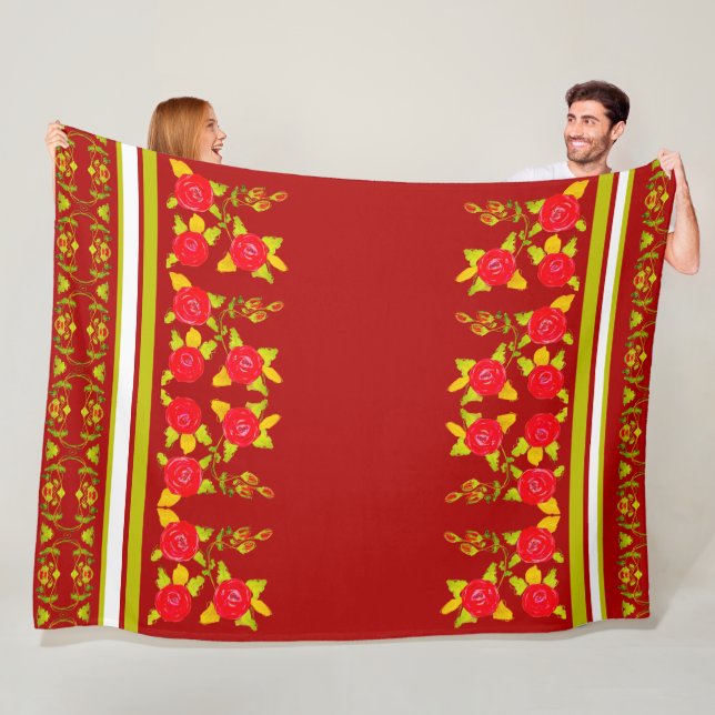 Blendenmuster für die Rose mit kaltem Grün Fleecedecke (Beispiel)