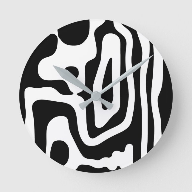 Blendgriff: Abstrakt Schwarz/Weiß Runde Wanduhr (Vorderseite)
