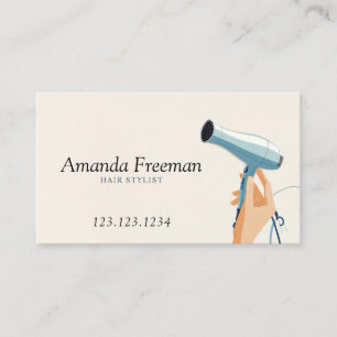 Blendtrockner Hand Illustration Haar Stylist Visitenkarte