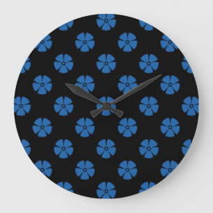 Blendungs-Blau des Blumen-Muster-2 Große Wanduhr
