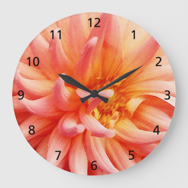 Blendungs-Dahlie-Blume Große Wanduhr (Vorderseite)