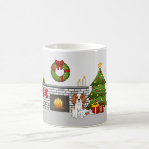 Blenheim Cavalier Dog in einem festlichen Weihnach Kaffeetasse