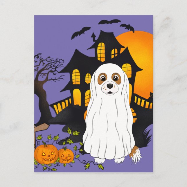 Blenheim Cavalier Ghost Halloween Postkarte (Vorderseite)