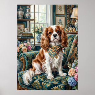 Blenheim Cavalier Grandmillennial Floralporträt Poster