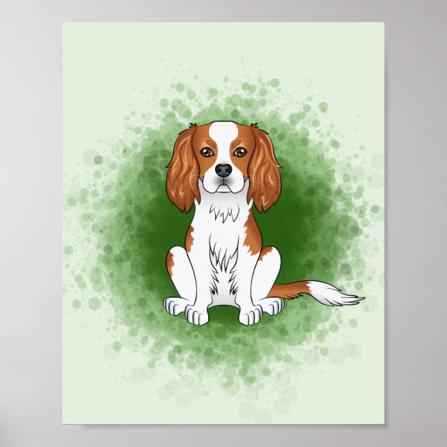 Blenheim Cavalier King Charles Spaniel auf Green Poster (Vorne)