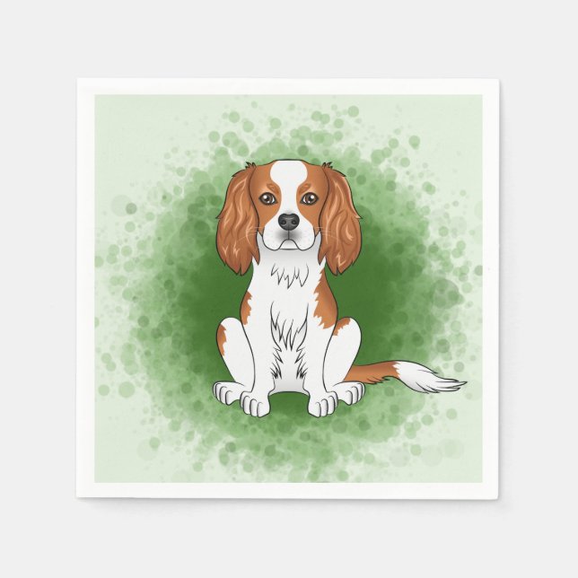 Blenheim Cavalier King Charles Spaniel auf Green Serviette (Vorderseite)