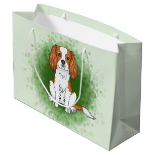 Blenheim Cavalier King Charles Spaniel auf Grün Große Geschenktüte