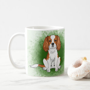 Blenheim Cavalier King Charles Spaniel auf grünem Kaffeetasse