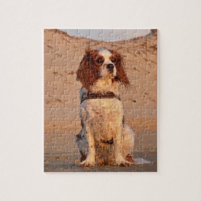 Blenheim Cavalier King Charles Spaniel Beach Puzzle (Vertikal)
