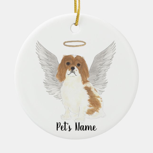 Blenheim Cavalier King Charles Spaniel Beileid P Keramik Ornament (Vorne)