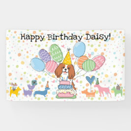 Blenheim Cavalier King Charles Spaniel Birthday Banner