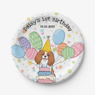 Blenheim Cavalier King Charles Spaniel Birthday Pappteller