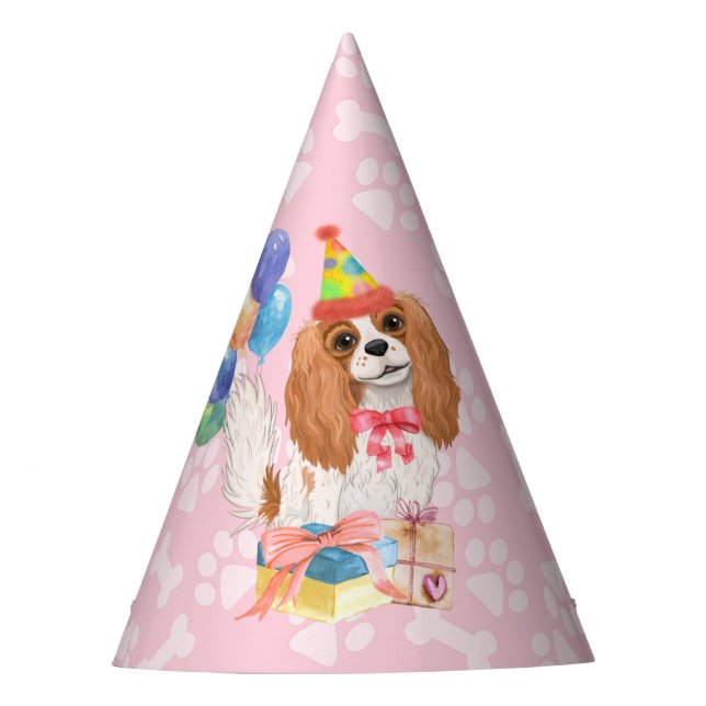 Blenheim Cavalier King Charles Spaniel Birthday  Partyhütchen (Vorderseite)