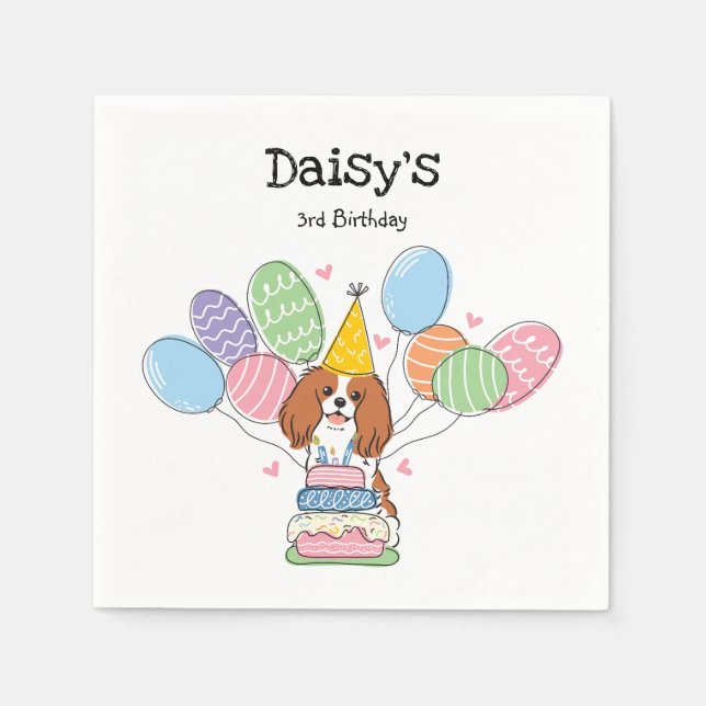 Blenheim Cavalier King Charles Spaniel Birthday Serviette (Vorderseite)