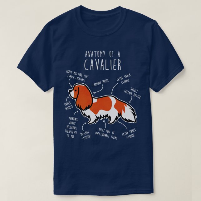 Blenheim Cavalier King Charles Spaniel Dog Anatomi T-Shirt (Design vorne)
